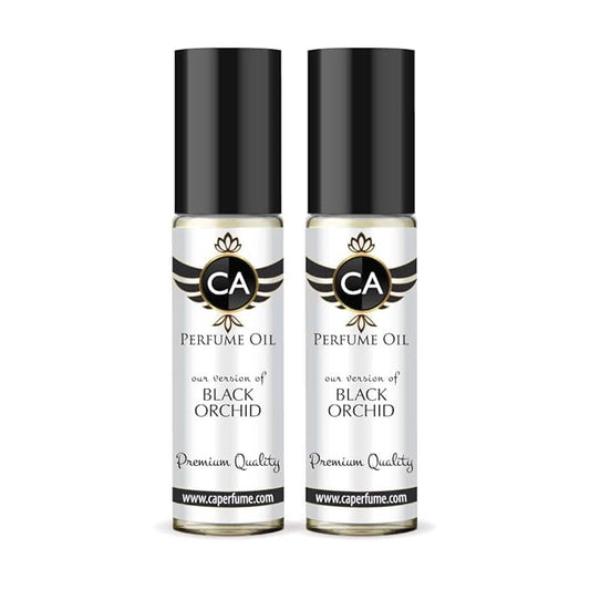 CA Perfume Impression of Black Orchid for Women Eau De Parfum Amber Floral Scent Long Lasting Perfumes for Women Travel Size TSA Ready for Day and Night Wear 0.33 Fl Oz 10ml (Pack of 2)