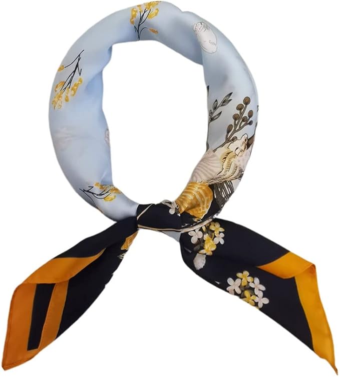 FONYVE Silk Feeling Scarf Medium Square Satin Head Scarf for Women 27.5 × 27.5 inches