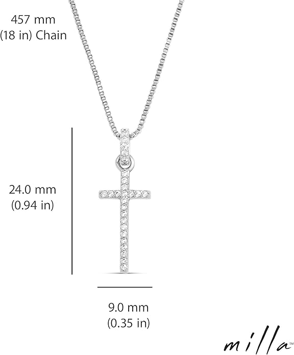 Milla 14K Gold Plated Cross Necklace for Women, Silver Cross Necklaces for Women, 18 inches Chain with Cross Pendant