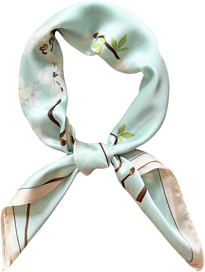 FONYVE Silk Feeling Scarf Medium Square Satin Head Scarf for Women 27.5 × 27.5 inches