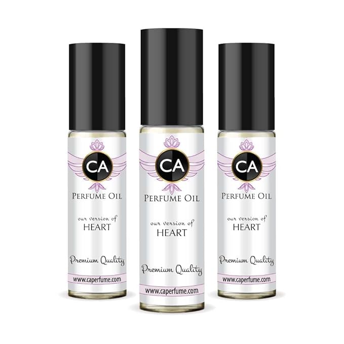 CA Perfume Impression of Heart for Women Eau De Parfum Floral Scent Long Lasting Perfumes for Women Travel Size TSA Ready for Day and Night Wear 0.33 Fl Oz 10ml (Pack of 3)