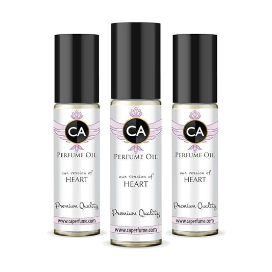 CA Perfume Impression of Heart for Women Eau De Parfum Floral Scent Long Lasting Perfumes for Women Travel Size TSA Ready for Day and Night Wear 0.33 Fl Oz 10ml (Pack of 3)