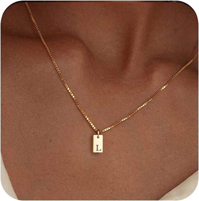 Initial Necklaces for Women 14K Gold Plated Letter Necklace Dainty Name Pendant Necklace Personalized Christmas Gifts for Women Trendy Gold Jewelry