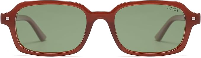 SOJOS Trendy Rectangle Polarized Sunglasses Womens Mens, Small Retro Fashion Thin Slim Square Sunnies SJ2610