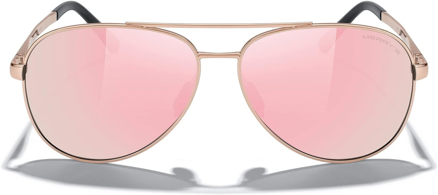 MERRY'S Aviator Sunglasses for Men Women - Polarized Driving Sun glasses Mirrored Lens UV 400 Protection 58 MM