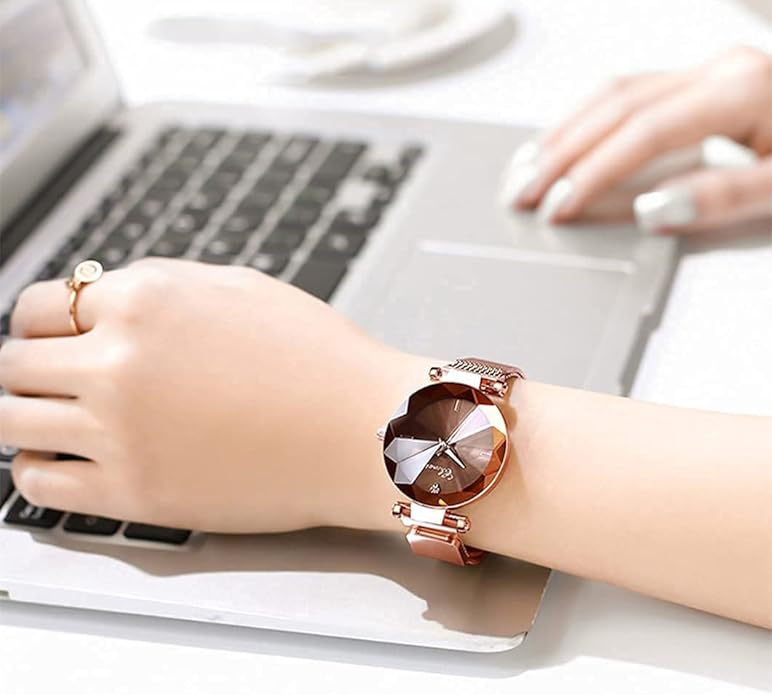 Fashion Watches for Women Rose Gold Stainless Steel Mesh Band Watch Elegant Ladies Gifts Waterproof Wrist Watch