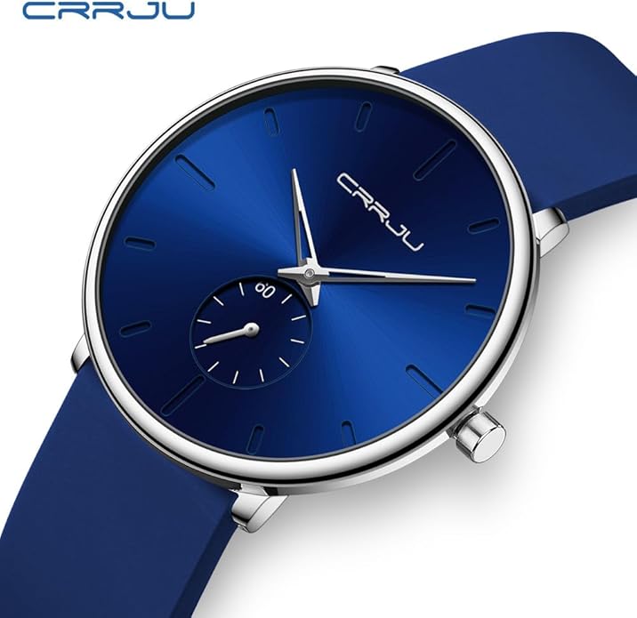 CRRJU Men’s Women Watch Casual Stylish Waterproof Quartz Unisex Wristwatches, Ultra Thin Watches for Men Women, Colorful Silicone Band