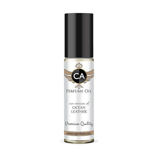 CA Perfume Impression of Ocean Leather Unisex Fragrance Oil Leather Scent Long Lasting Perfumes for Women & Men Travel Size TSA Ready Mini Parfum Body Oil Roll-on 0.33 Fl Oz 10ml