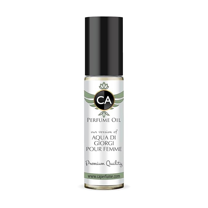 CA Perfume Impression of Aqua Di Giorgi Pour Femme for Women Fragrance Oil Floral Aquatic Scent Long Lasting Perfumes for Women Travel Size TSA Ready Mini Parfum Body Oil Roll-on 0.33 Fl Oz 10ml