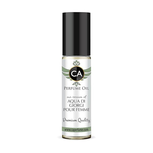 CA Perfume Impression of Aqua Di Giorgi Pour Femme for Women Fragrance Oil Floral Aquatic Scent Long Lasting Perfumes for Women Travel Size TSA Ready Mini Parfum Body Oil Roll-on 0.33 Fl Oz 10ml