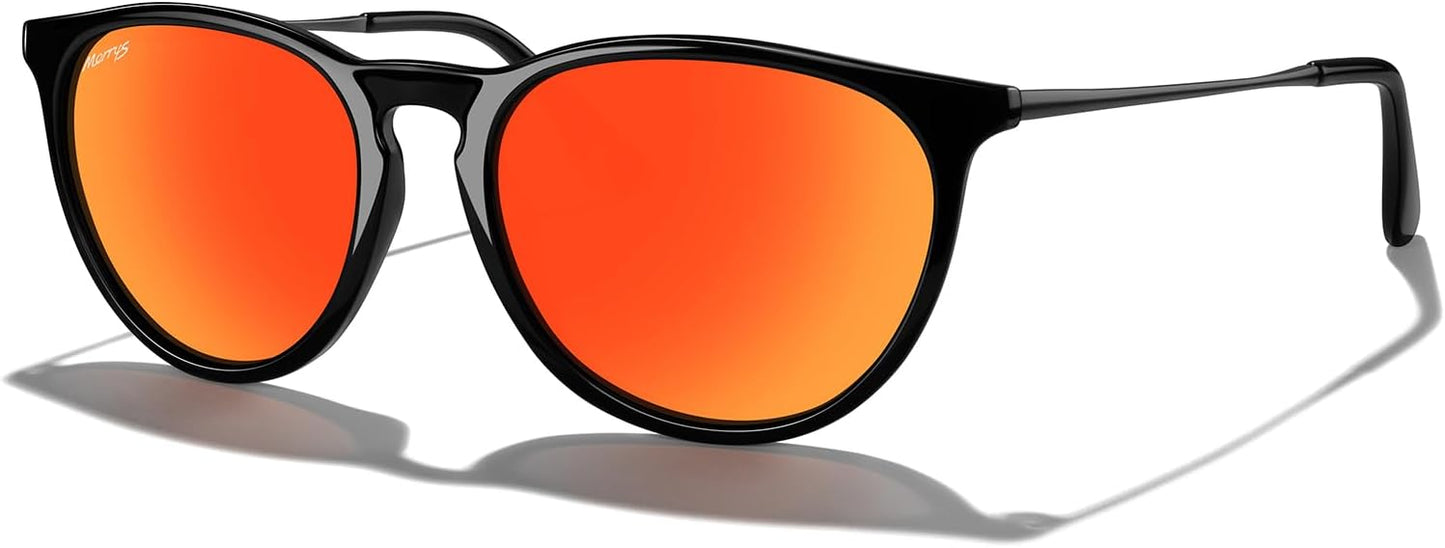 MERRY'S Vintage Polarized Sunglasses for Women Men Retro Round Mirrored Lens Sun glasses UV400