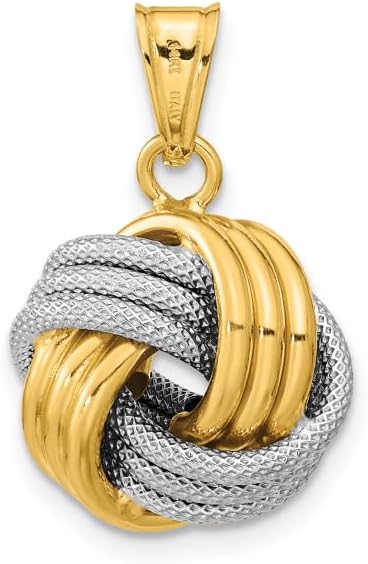 IceCarats 14K Solid Two Tone Gold Love Knot Necklace Chain Pendant Charm
