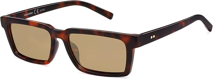 VANLINKER Retro Rectangular Polarized Sunglasses for Women Men Trendy Small Chic 80s 90s Square Sun Glasses VL9877