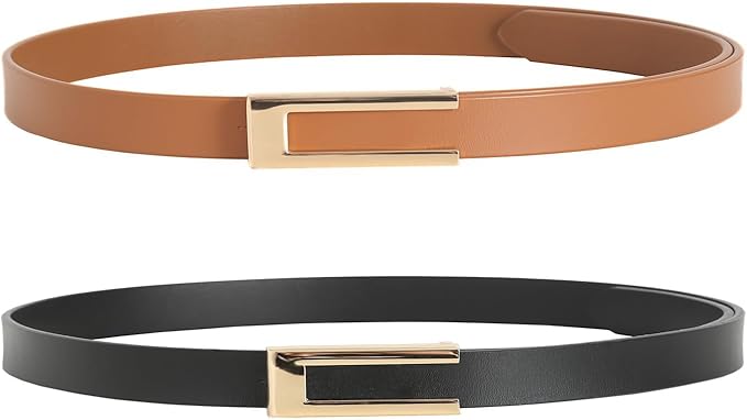 Ssumday 2 Pack Women's 1.3" Leather Belt for Jeans Pants Dresses with Retro Alloy Buckle