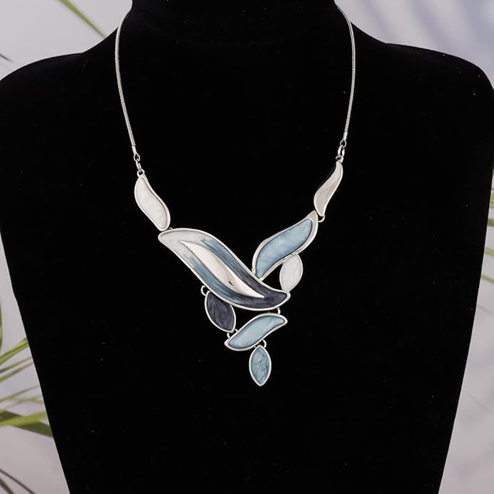 Vintage Chunky Statement Jewelry Set Retro Leaf Floral Geometric Bohemian Boho Bib Necklace Earring Set Fashion Costume Jewelry for Women Girls Wedding Party Prom Unique Gift