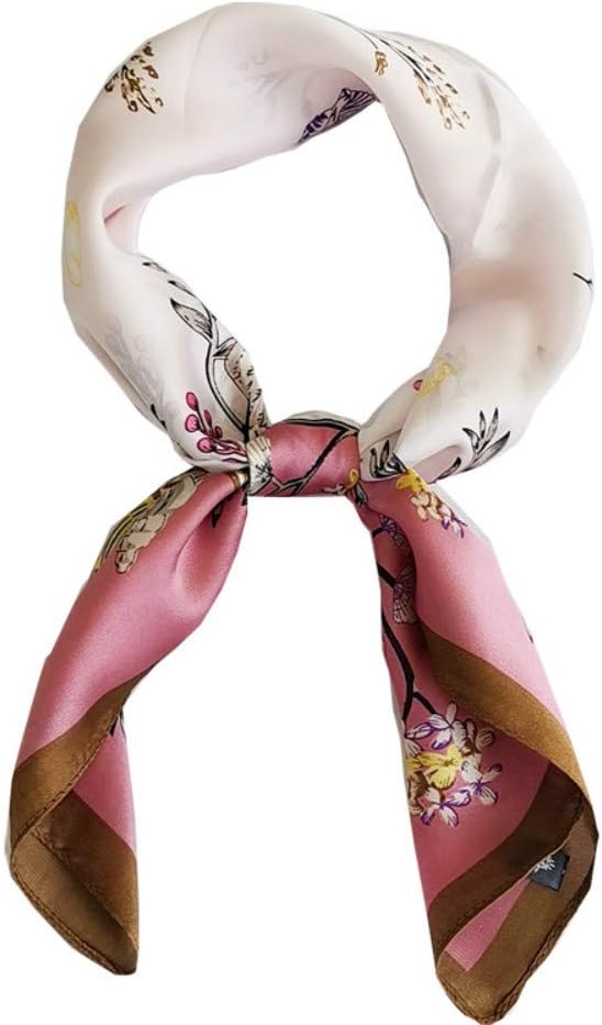 FONYVE Silk Feeling Scarf Medium Square Satin Head Scarf for Women 27.5 × 27.5 inches