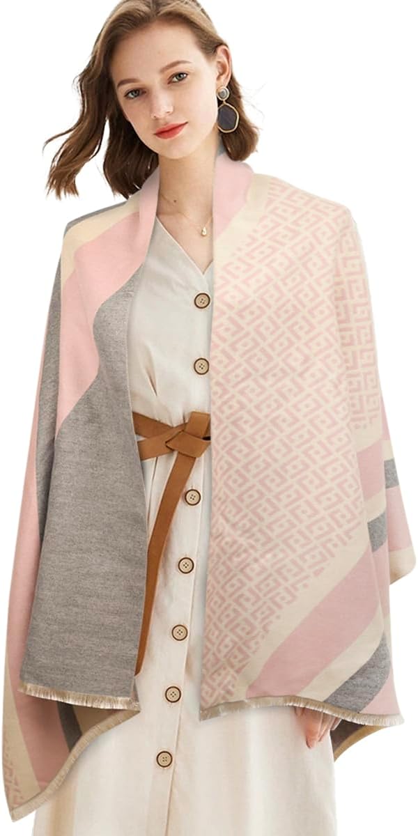 EXTREE Scarfs for Women Pashmina Silky Shawl Wrap for Evening Dressing Blanket Open Front Poncho Cape