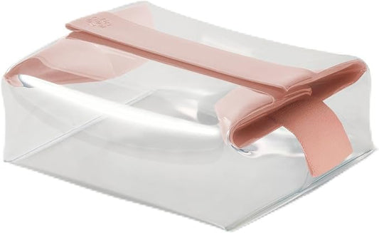 Cadence Parcel - Clear Kit with Magnetic Closure - Durable and Leak-Resistant Travel Toiletry Kit - TSA-Compliant & Modular Design - Hygiene Bag for Travel Essentials - 1 Qt - Rose