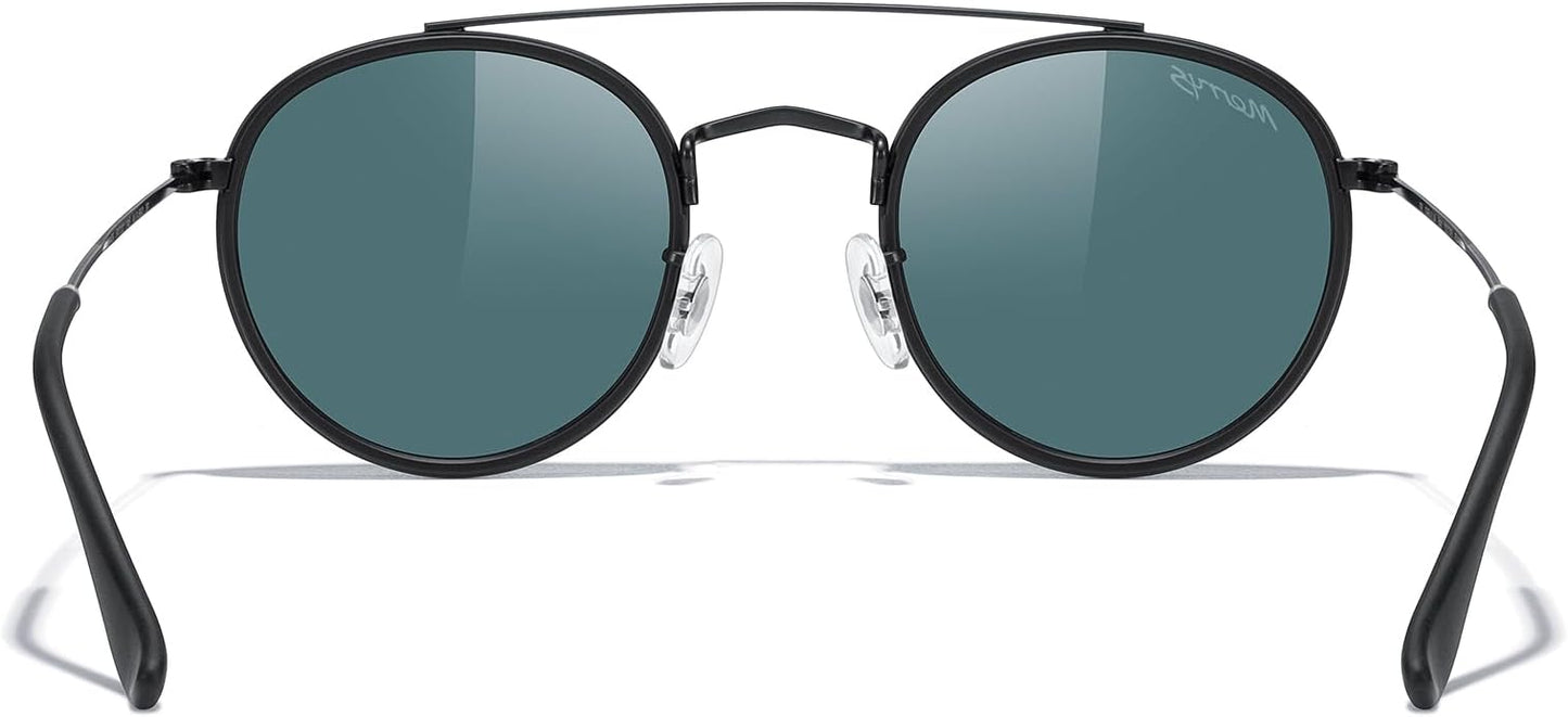 MERRY'S Retro Round Polarized Sunglasses - Unisex Double Bridge Sun Glasses