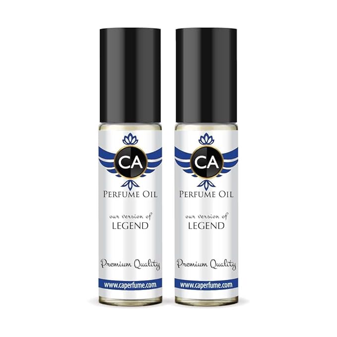 CA Perfume Impression of Legend for Men Eau De Parfum Aromatic Fougere Scent Long Lasting Cologne for Men Travel Size TSA Ready for Day and Night Wear 0.33 Fl Oz 10ml (Pack of 2)