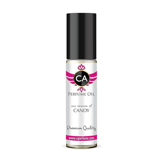 CA Perfume Impression of Candy for Women Eau De Parfum Amber Vanilla Scent Long Lasting Perfumes for Women Travel Size TSA Ready for Day and Night Wear 0.33 Fl Oz 10ml