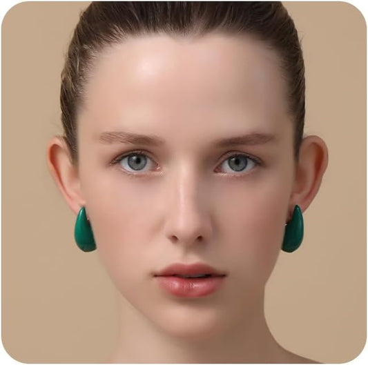 Apsvo Chunky 14K Gold Plated Hoop Earrings for Women, Lightweight Waterdrop Hollow Open Hoops, Hypoallergenic Dupes Earrings