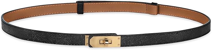 Women's Fashion Classic Metal Buckle Leather Belt with Jeans Dress