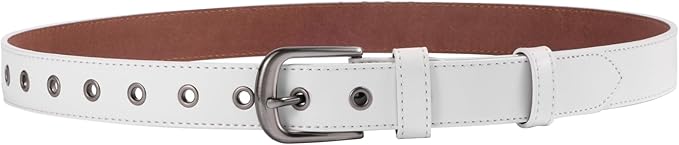 Women Leather Belt for Jeans Pants Dresses Fashion Casual Ladies Waist Belt with Pin Silver Gray Buckle