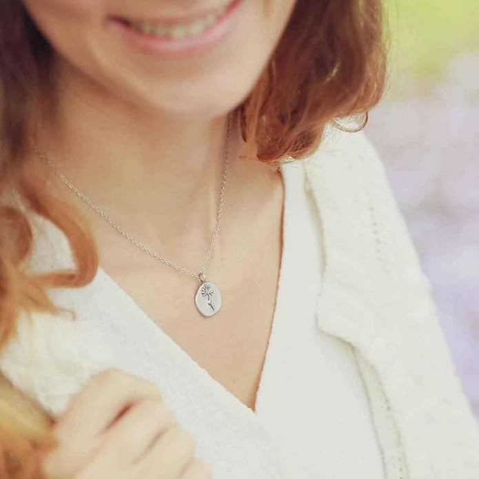 LISA LEONARD DESIGNS Pewter Birth Flower Pendant Necklace Minimalist Jewelry Necklaces For Women Gift For Her Dainty Necklaces