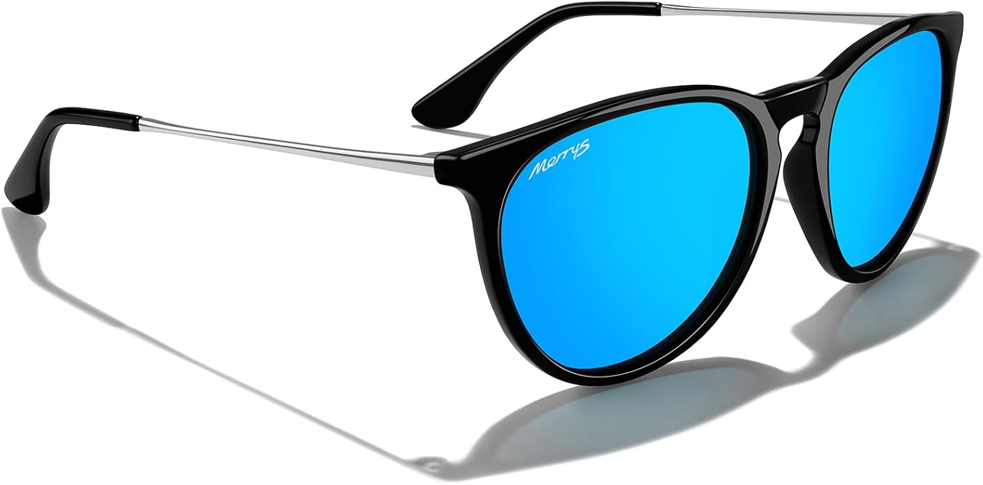 MERRY'S Vintage Polarized Sunglasses for Women Men Retro Round Mirrored Lens Sun glasses UV400