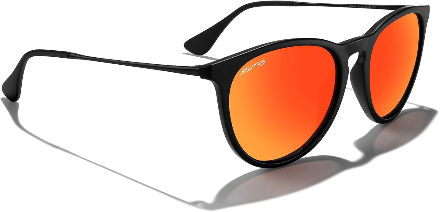 MERRY'S Vintage Polarized Sunglasses for Women Men Retro Round Mirrored Lens Sun glasses UV400