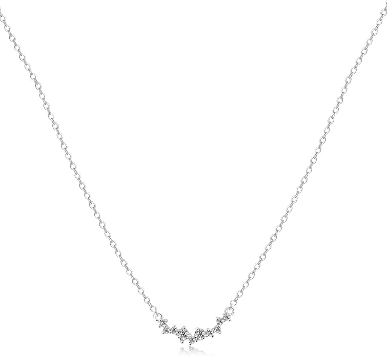 MIDEEO Christmas Gifts for Grandkids CZ Diamond Necklace for Women Dainty Layered Cubic Zirconia Solitaire Pendant Necklace Gold Plated Waterdrop Shape Square Emerald Green CZ Simulated Diamond Bridesmaid Necklace