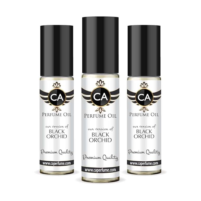 CA Perfume Impression of Black Orchid for Women Eau De Parfum Amber Floral Scent Long Lasting Perfumes for Women Travel Size TSA Ready for Day and Night Wear 0.33 Fl Oz 10ml (Pack of 3)