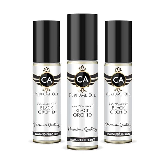 CA Perfume Impression of Black Orchid for Women Eau De Parfum Amber Floral Scent Long Lasting Perfumes for Women Travel Size TSA Ready for Day and Night Wear 0.33 Fl Oz 10ml (Pack of 3)