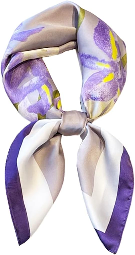 FONYVE Silk Feeling Scarf Medium Square Satin Head Scarf for Women 27.5 × 27.5 inches