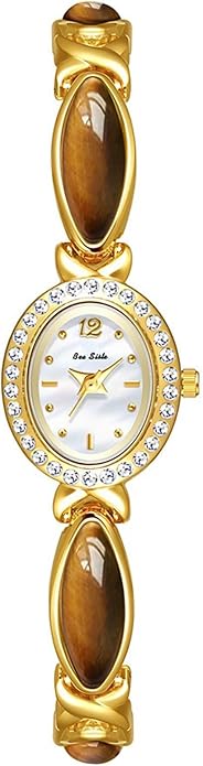 LOREO Elegant Women’s Gold Bracelet Watch Vintage Oval Dial, Waterproof Quartz Movement, Small Face Dress Watch for Ladies