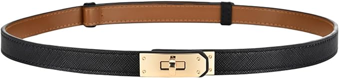 FENLDY Adjustable Thin Belts For Womens Skinny Belts For Dresses Womens Solid Color Alloy Turn Lock Belts For Jeans