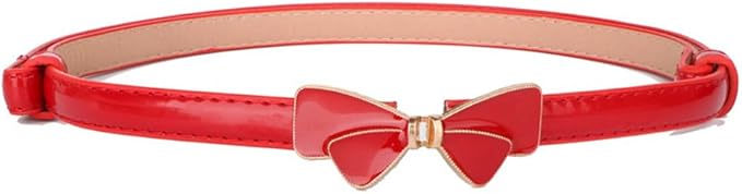 Women's Stylish Bowknot Buckle Thin Patent Leather Waist Belt For Dress
