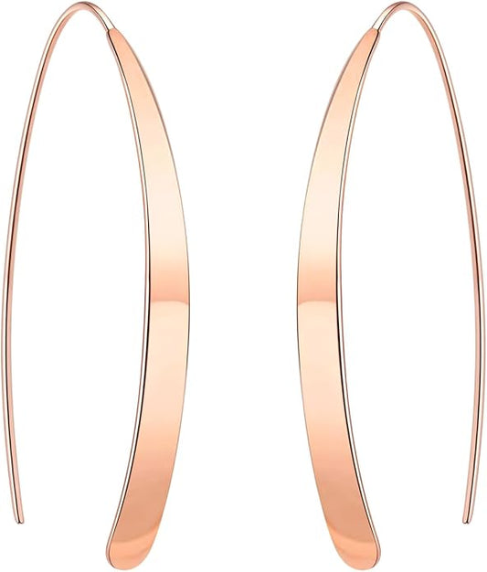 14K Gold Hoop Earrings for Women, Hypoallergenic Spiral Threader Gold Plated Dangle Earrings Fashion Jewelry，Gift for Women