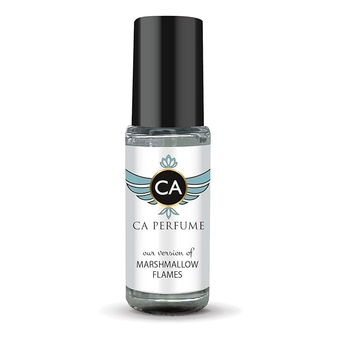 CA Perfume Originals Marshmallow Flames Unisex Fragrance Oil Gourmand Scent Long Lasting Perfumes for Women & Men Travel Size TSA Ready Mini Parfum Body Oil Roll-on 0.14 Fl Oz 4ml