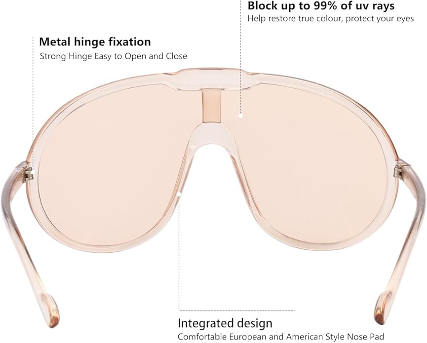 Trendy Oversized Sunglasses for Women Men Fashion Shield Aviator Sun Glasses UV400 Protection Goggles
