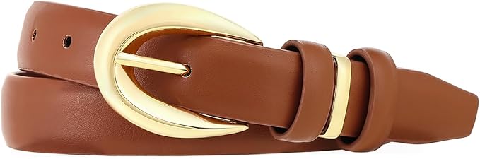 Womens Belts for Jeans Pants Leather Belt Dresses Fashion Gold Buckle Ladies Belt
