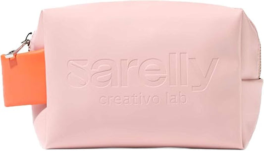 SARELLY, Mini Makeup Bag, Pink Vegan Leather with Compartments, Leak-proof, Sarelly Creativo Lab