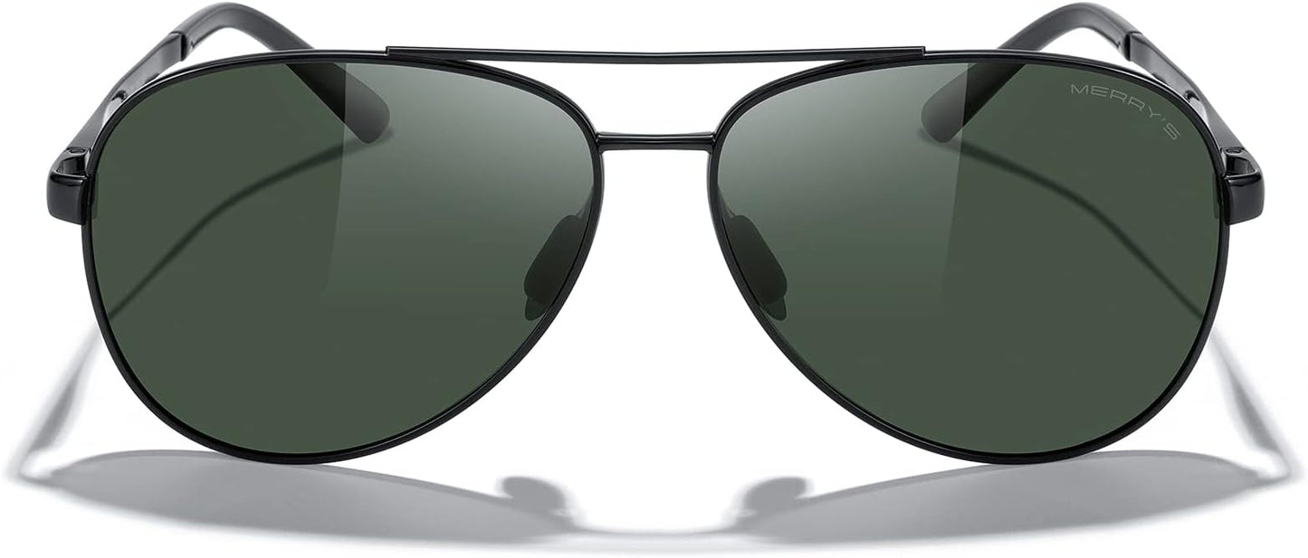 MERRY'S Aviator Sunglasses for Men Women - Polarized Driving Sun glasses Mirrored Lens UV 400 Protection 58 MM