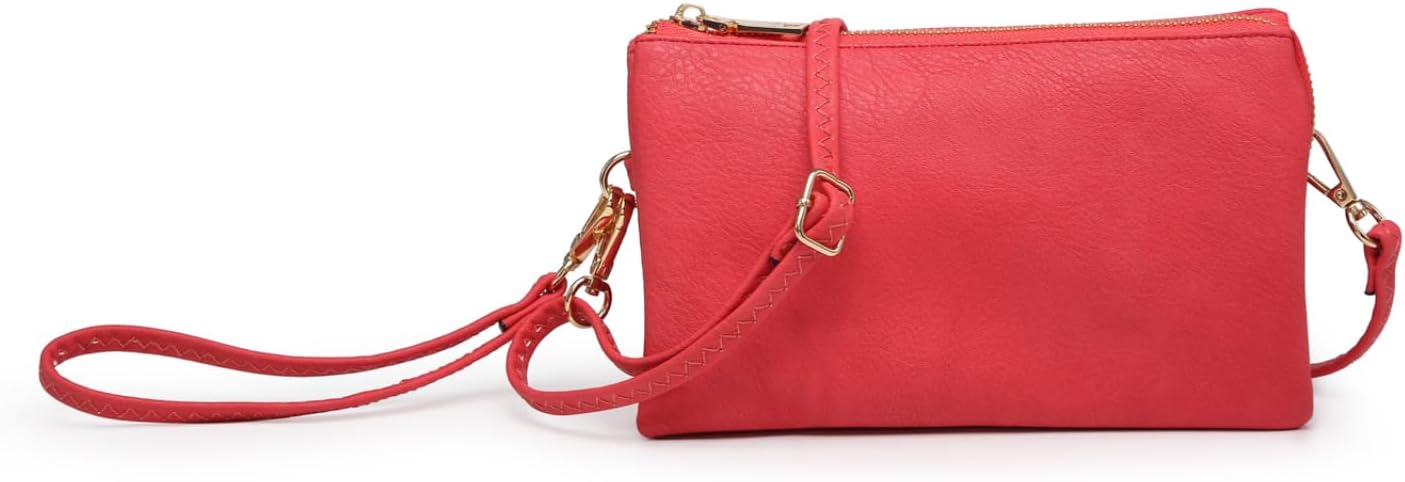 JEN & CO. Riley Small Crossbody Bags for Women Vegan Leather Wristlet Clutch Wallet Purses Handbags with 2 Straps