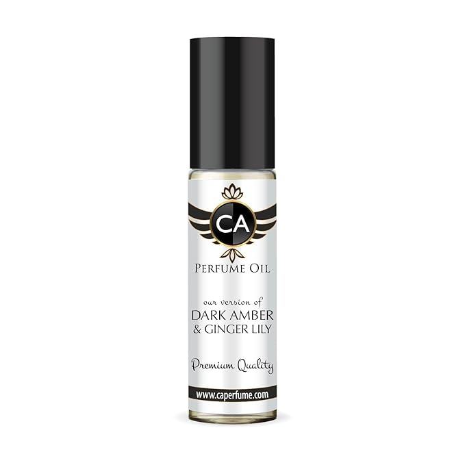CA Perfume Impression of Dark Amber & Ginger Lily for Women Fragrance Oil Amber Woody Scent Long Lasting Perfumes for Women Travel Size TSA Ready Mini Parfum Body Oil Roll-on 0.33 Fl Oz 10ml