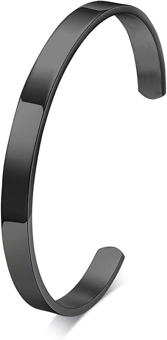 MEALGUET Stainless Steel Mens Cuff Bracelet : Minimal Cool Silver/Black/Gold Plated Open Metal Cuff Bangle Bracelets for Men,Mens Bracelet Jewelry Gift
