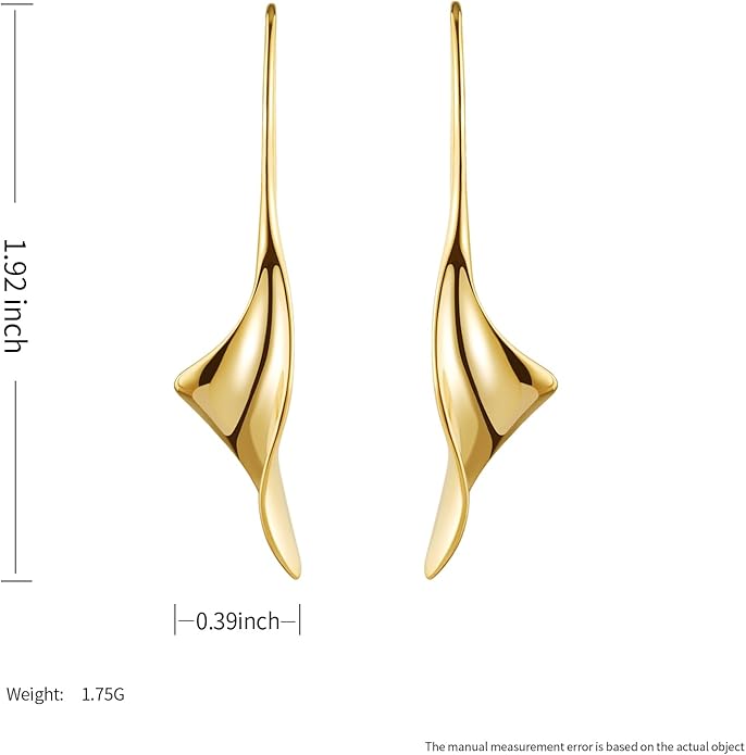 14K Gold Hoop Earrings for Women, Hypoallergenic Spiral Threader Gold Plated Dangle Earrings Fashion Jewelry，Gift for Women