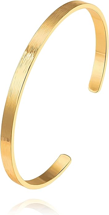 POTESSA 18K Gold Plated Cuff Bracelets Adjustable Dainty Bangle Handemade Jewelry for Women