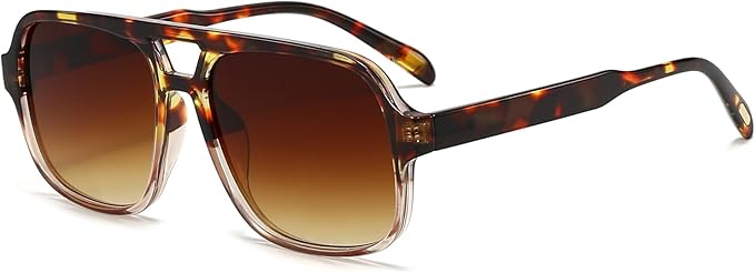 Retro Aviator Sunglasses for Women Men Trendy Classic 70s Square Aviator Sun Glasses Vintage Shades
